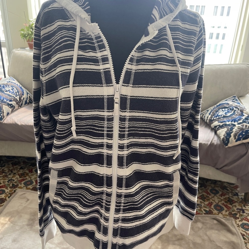 Tommy Bahama Navy and White Striped Hoodie